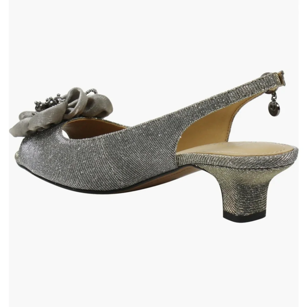J. Renee Pewter Glitter Slingback Kitten Heel $110 At Nordstrom New Size 8 Wide